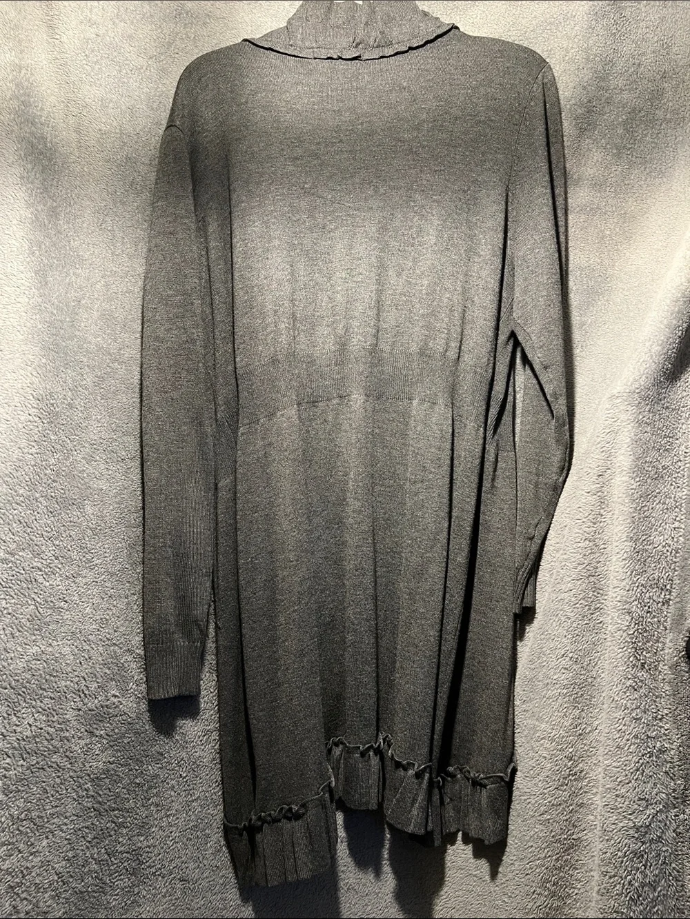 Style & Co. Gray Ruffle-Front Open Cardigan - Picture 3 of 3